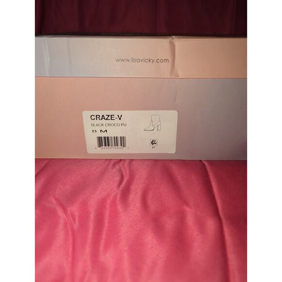 Lisa Vicky “Craze V.” Black Croco Boots – Size 8 – Brand New - Picture 6 of 6